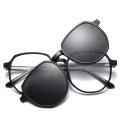 Jack - Geometric Black Clip On Sunglasses for Women